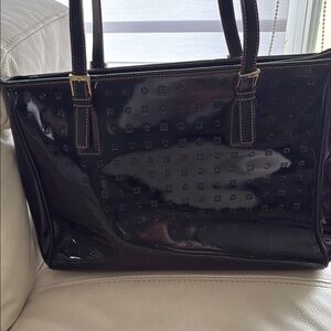 Elegant Black Patent Leather Tote Bag